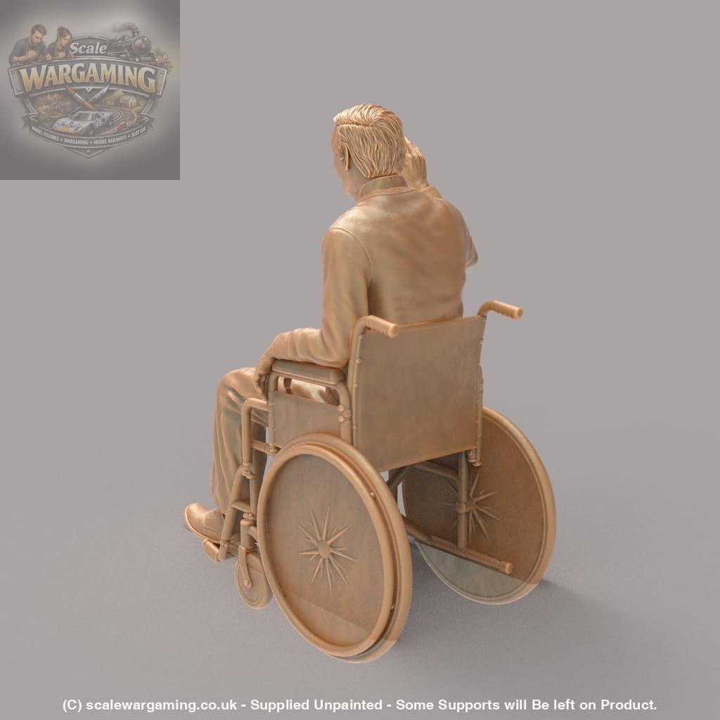 MM2138 Man Waving Sitting in Wheel Chair Figure