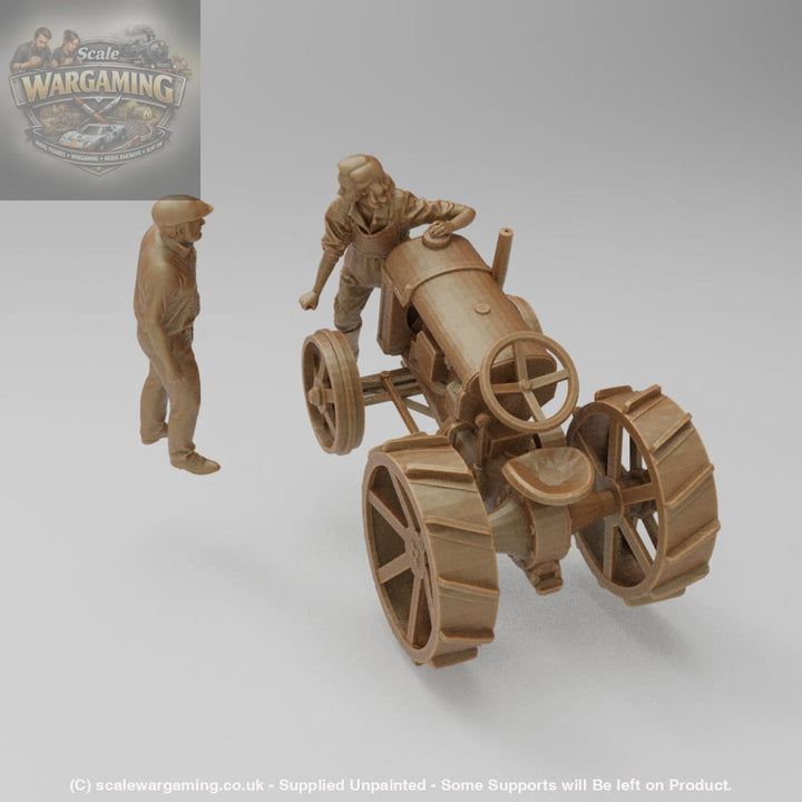 SW2140 Farmer and Girl Starting Old Tractor Scene - Figure