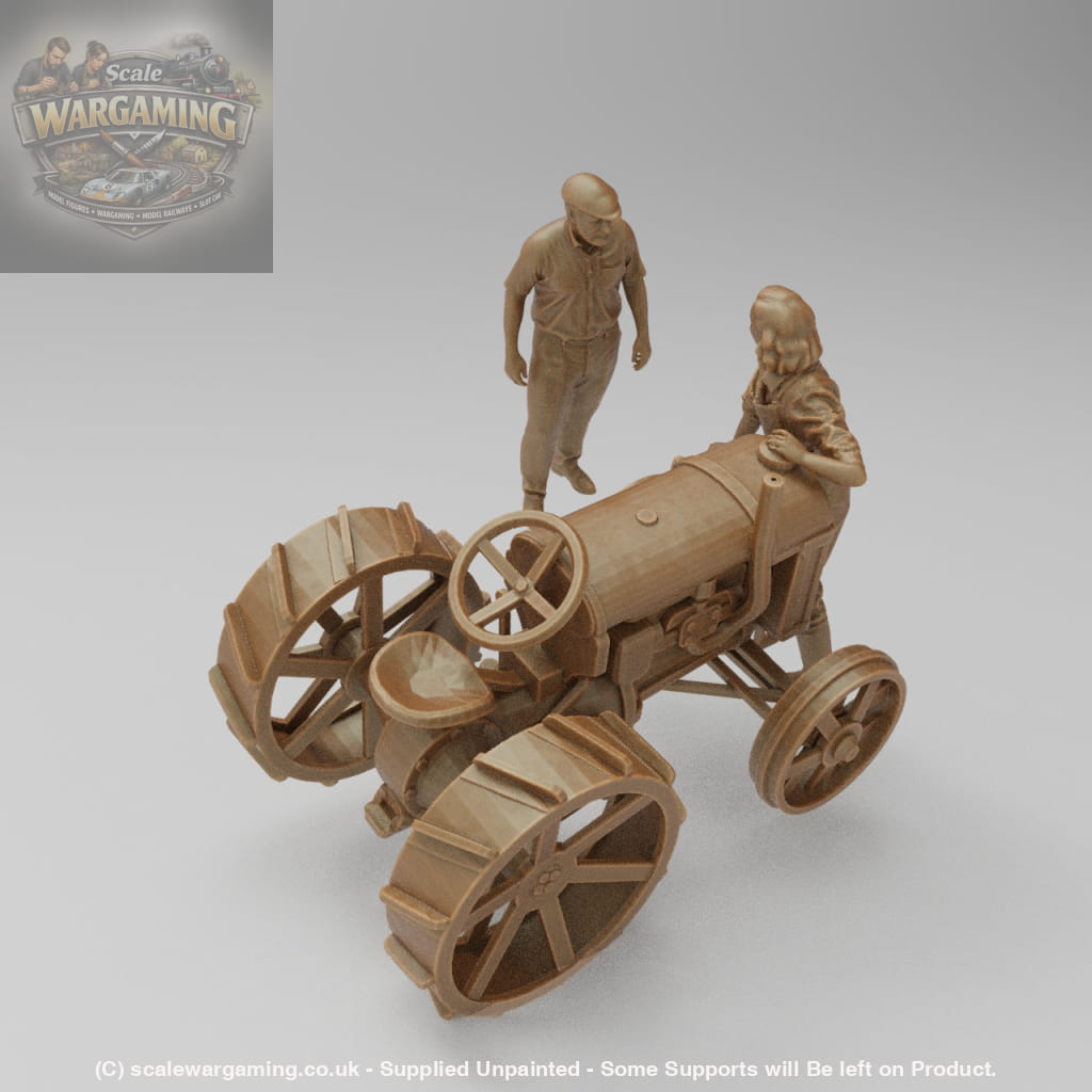 SW2140 Farmer and Girl Starting Old Tractor Scene - Figure
