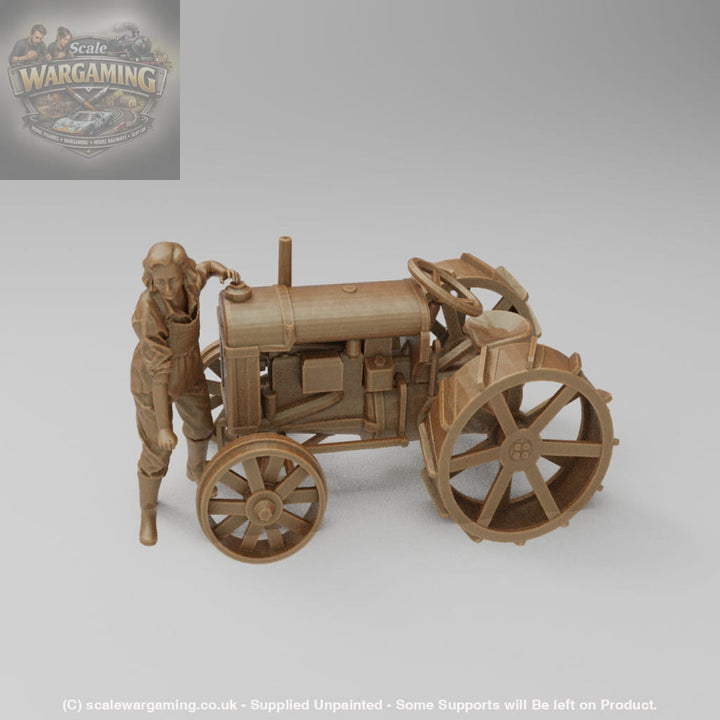 SW2140 Farmer and Girl Starting Old Tractor Scene - Figure