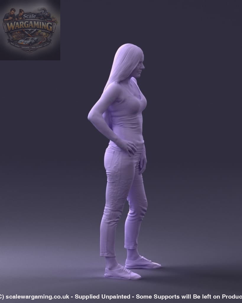 Young Teenage Girl Long Hair Hand On Hips Figure