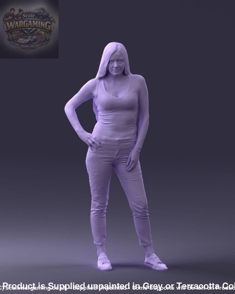 Young Teenage Girl Long Hair Hand On Hips Figure