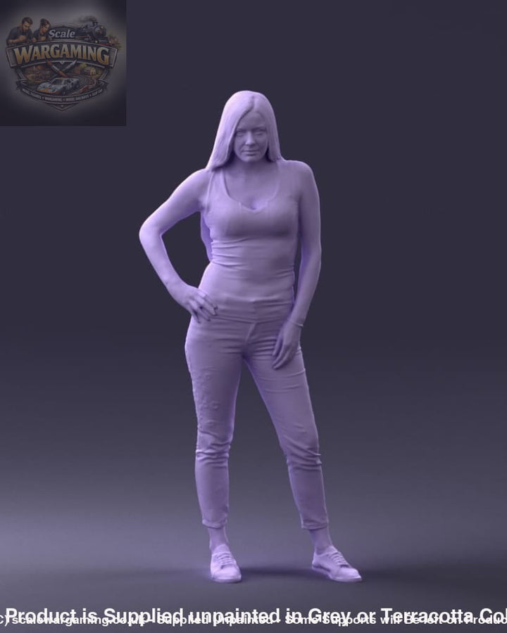 Young Teenage Girl Long Hair Hand On Hips Figure