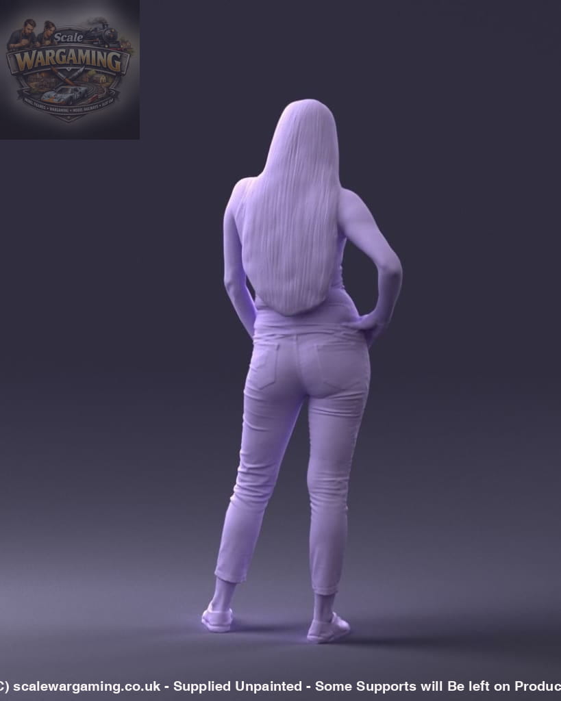 Young Teenage Girl Long Hair Hand On Hips Figure
