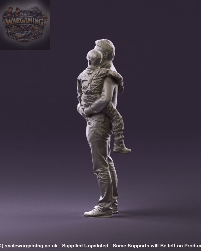 Young Dad With Baby/child In Arms Figure