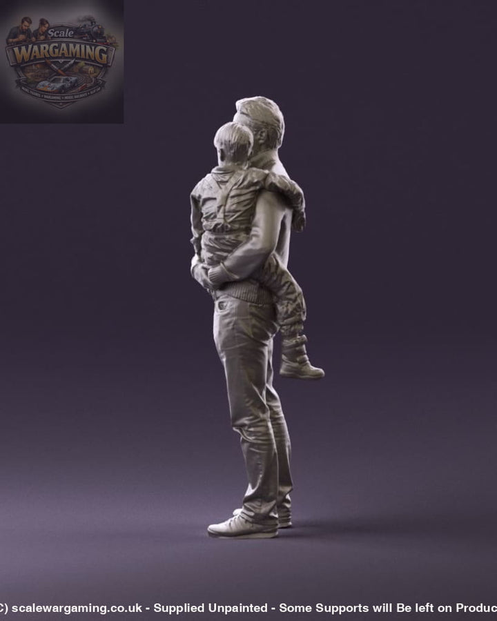 Young Dad With Baby/child In Arms Figure