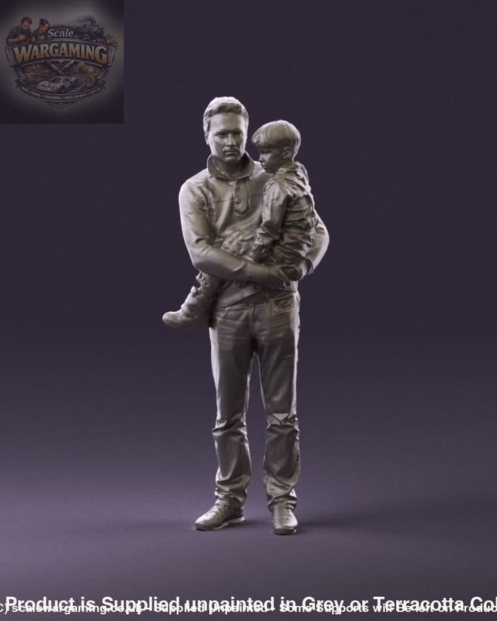 Young Dad With Baby/child In Arms Figure