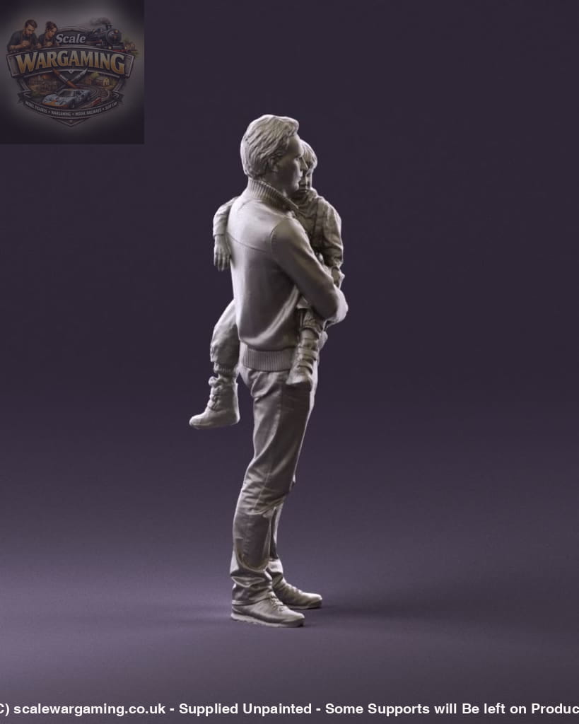 Young Dad With Baby/child In Arms Figure