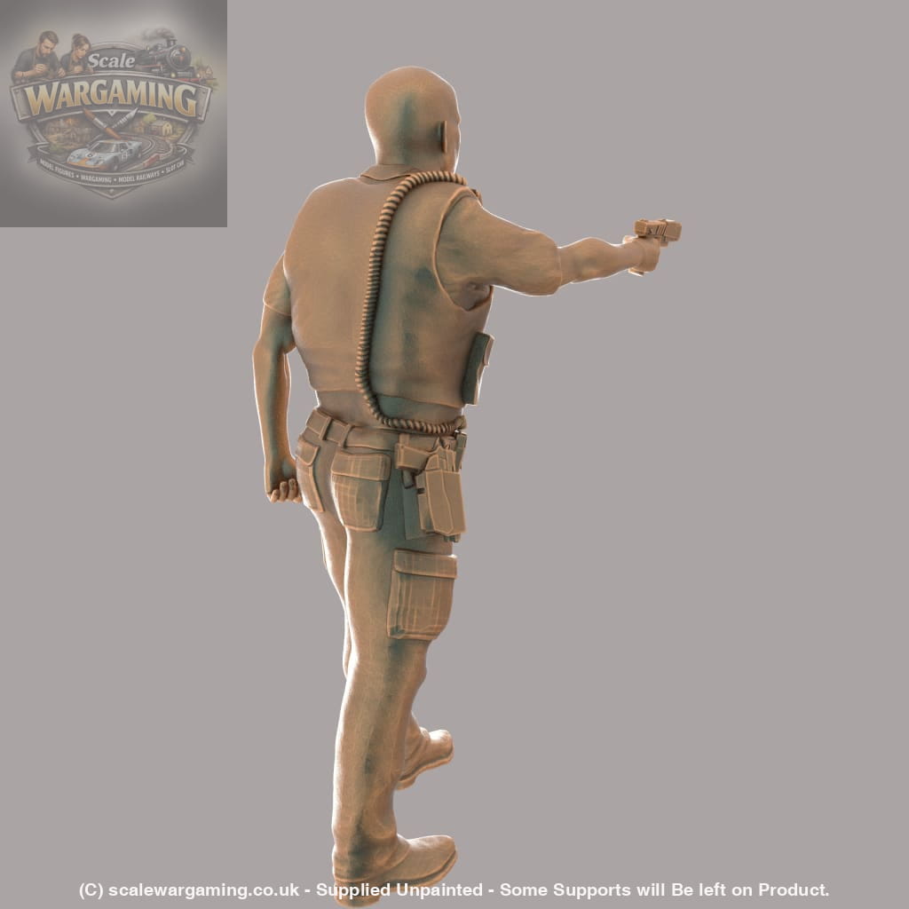 MM272 Male Police Officer Taser Drawn Figure