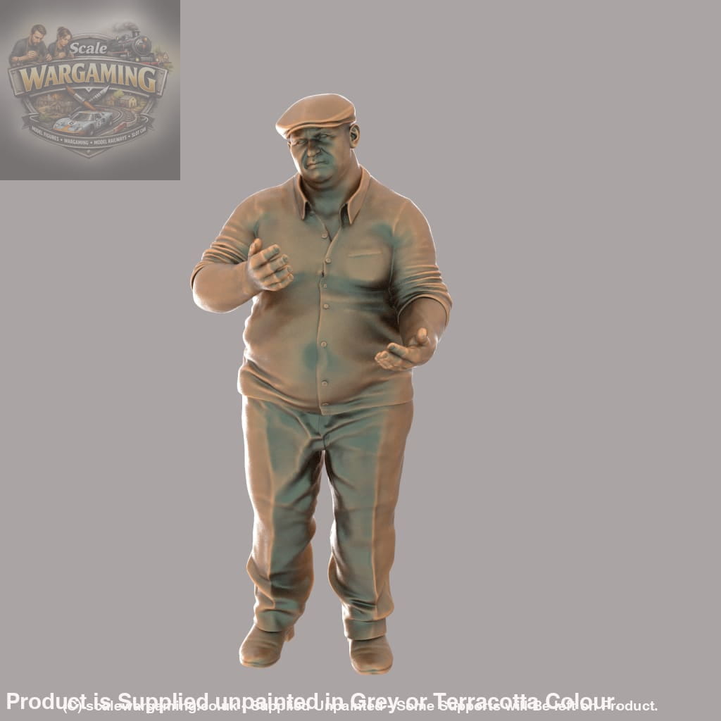 MM274 Large Male in Flat Cap gesturing with Hands Figure