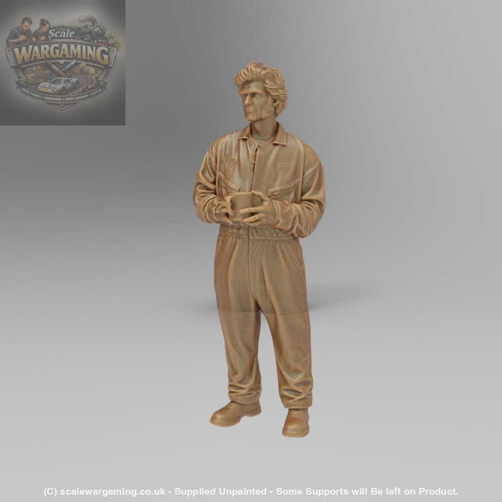 SW3018 Guy the Mechanic in Overalls drinking tea - Figure
