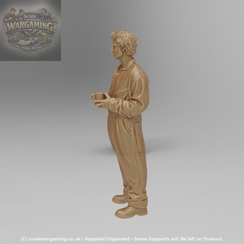 SW3018 Guy the Mechanic in Overalls drinking tea - Figure