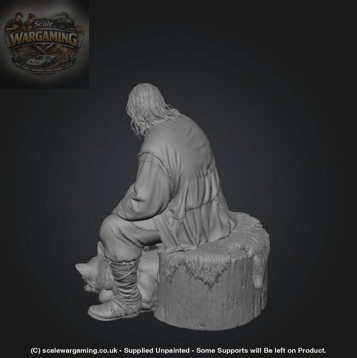 SW3118 Medieval Male Sitting with Dog - Figure