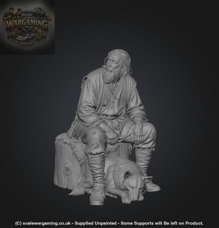 SW3118 Medieval Male Sitting with Dog - Figure