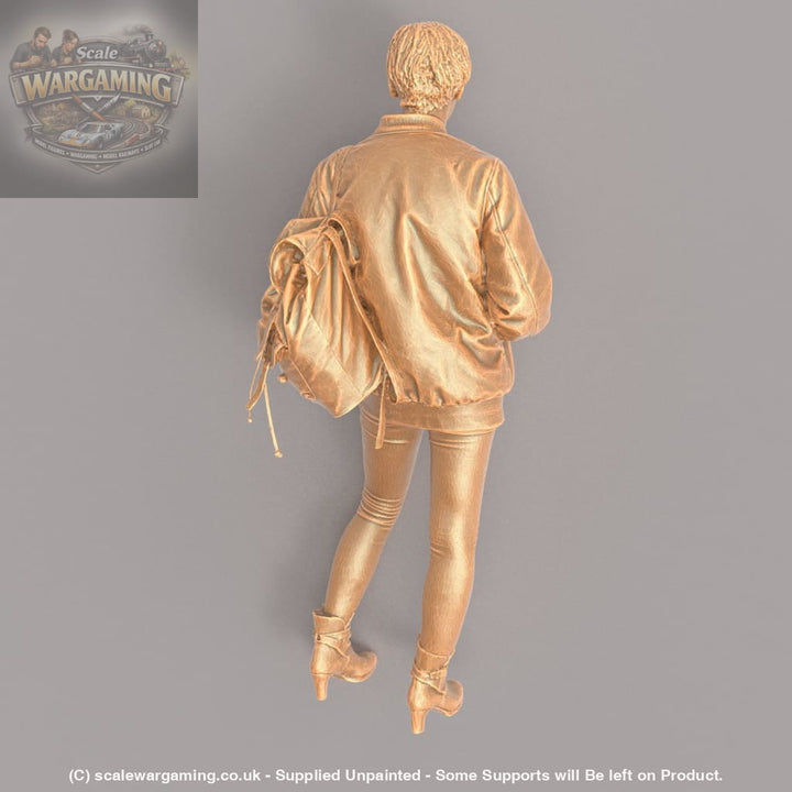 MM445 Female In Leather Jacket and Shoulder Bag Figure