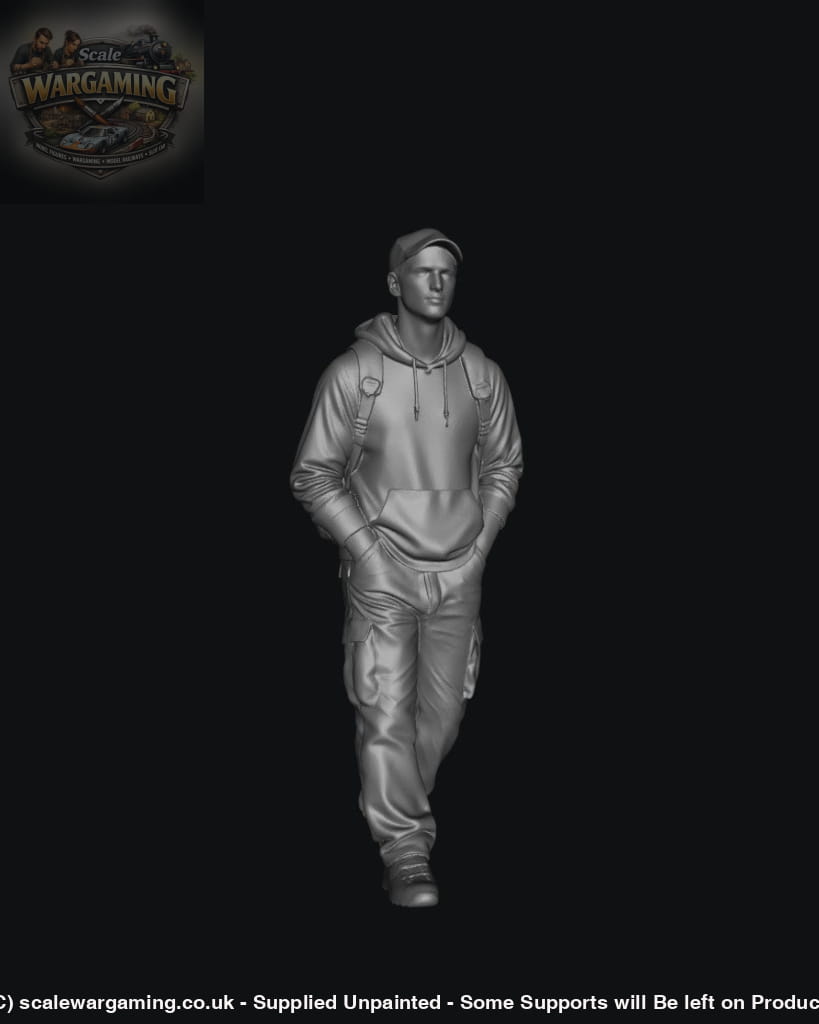 SW5014 Street People - Man in Hoodie with Backpack Walking - Figure