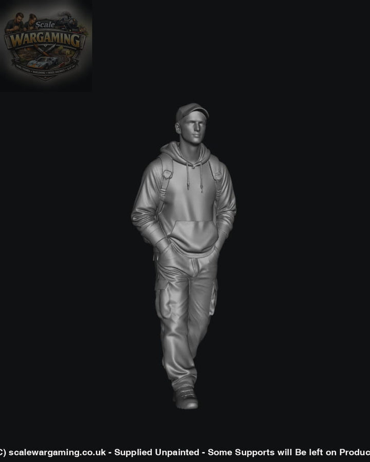 SW5014 Street People - Man in Hoodie with Backpack Walking - Figure