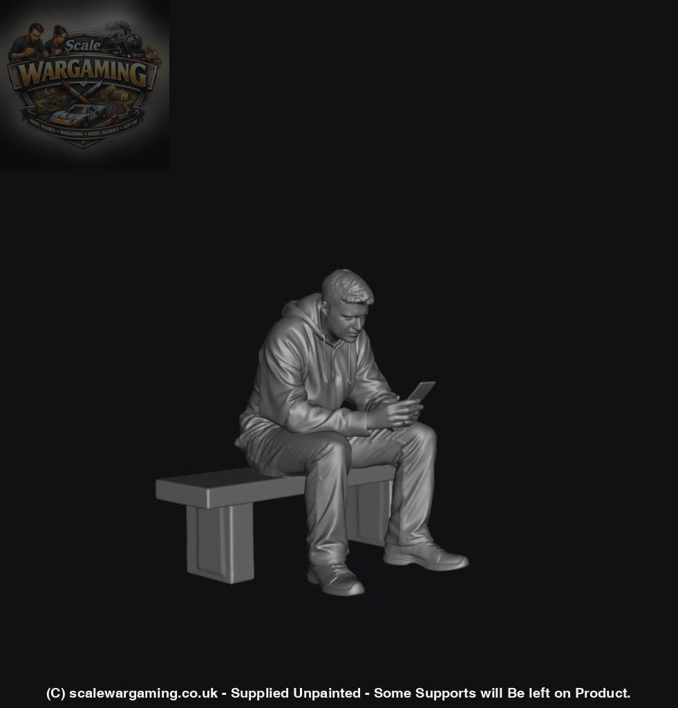 SW5014 Street People - Man Sitting on Bench Checking Messages - Figure
