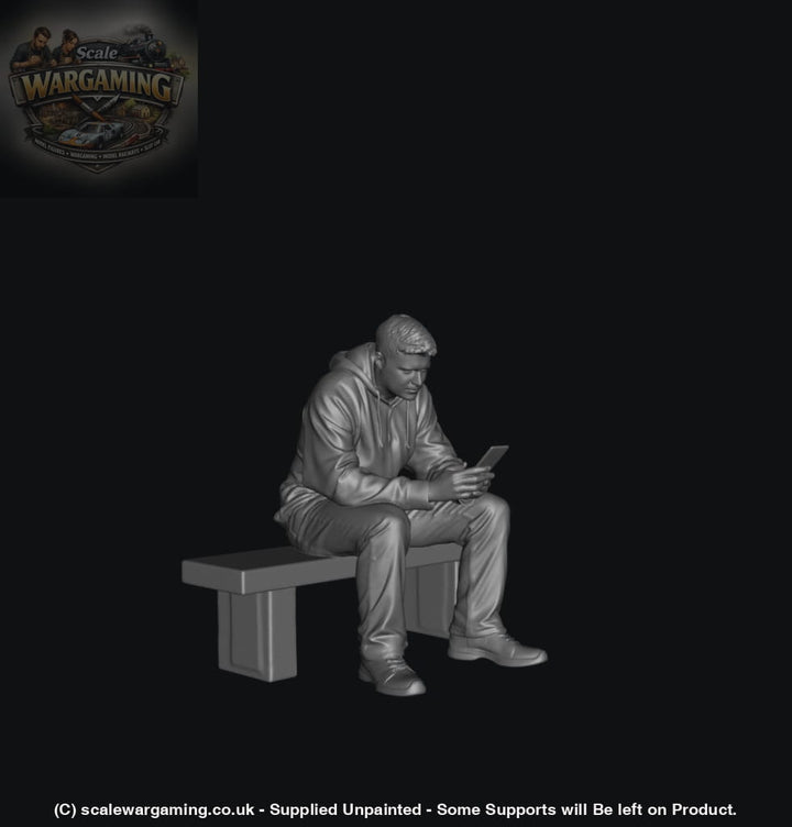 SW5014 Street People - Man Sitting on Bench Checking Messages - Figure
