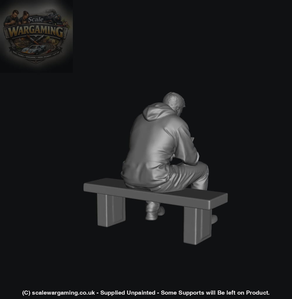 SW5014 Street People - Man Sitting on Bench Checking Messages - Figure