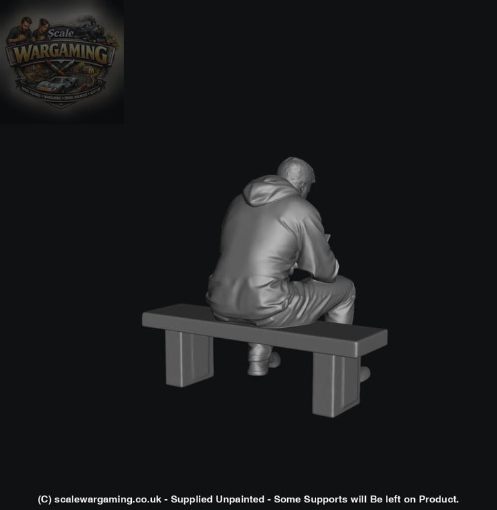 SW5014 Street People - Man Sitting on Bench Checking Messages - Figure