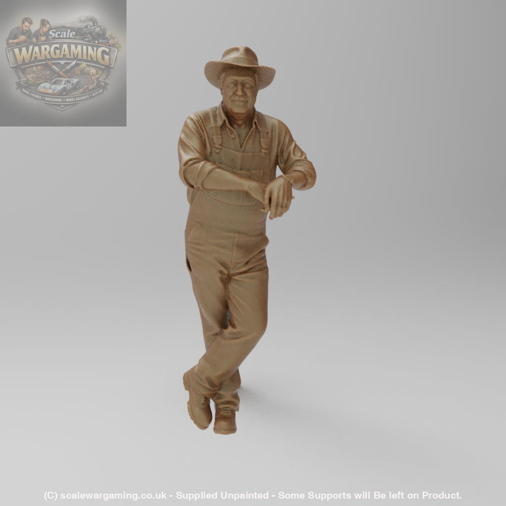 SW8012 Farmer in Overalls leaning on Gate - Figure