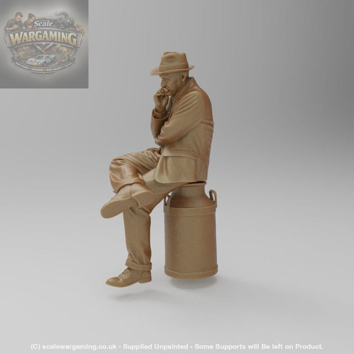 SW8195 Male Sitting on Milk Churn - Figure