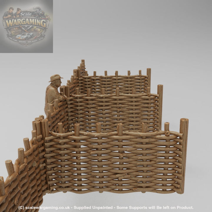 SW8241 Wicker Fence Panels (No Base) and Farmer - Figure