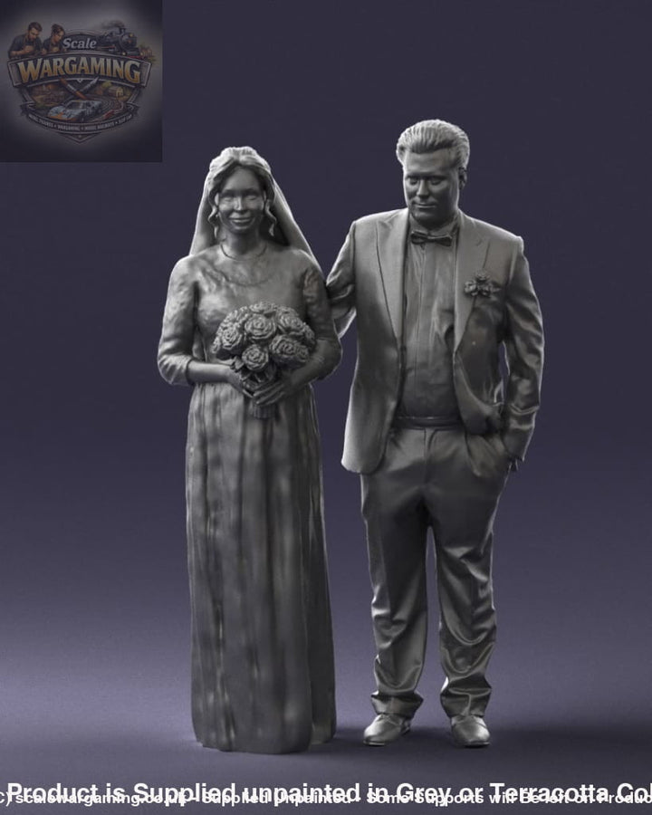 Mm868 Father And Bride With Bouquet Of Flowers Figure