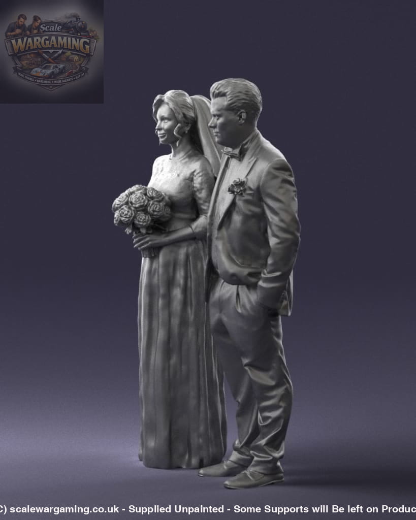 Mm868 Father And Bride With Bouquet Of Flowers Figure