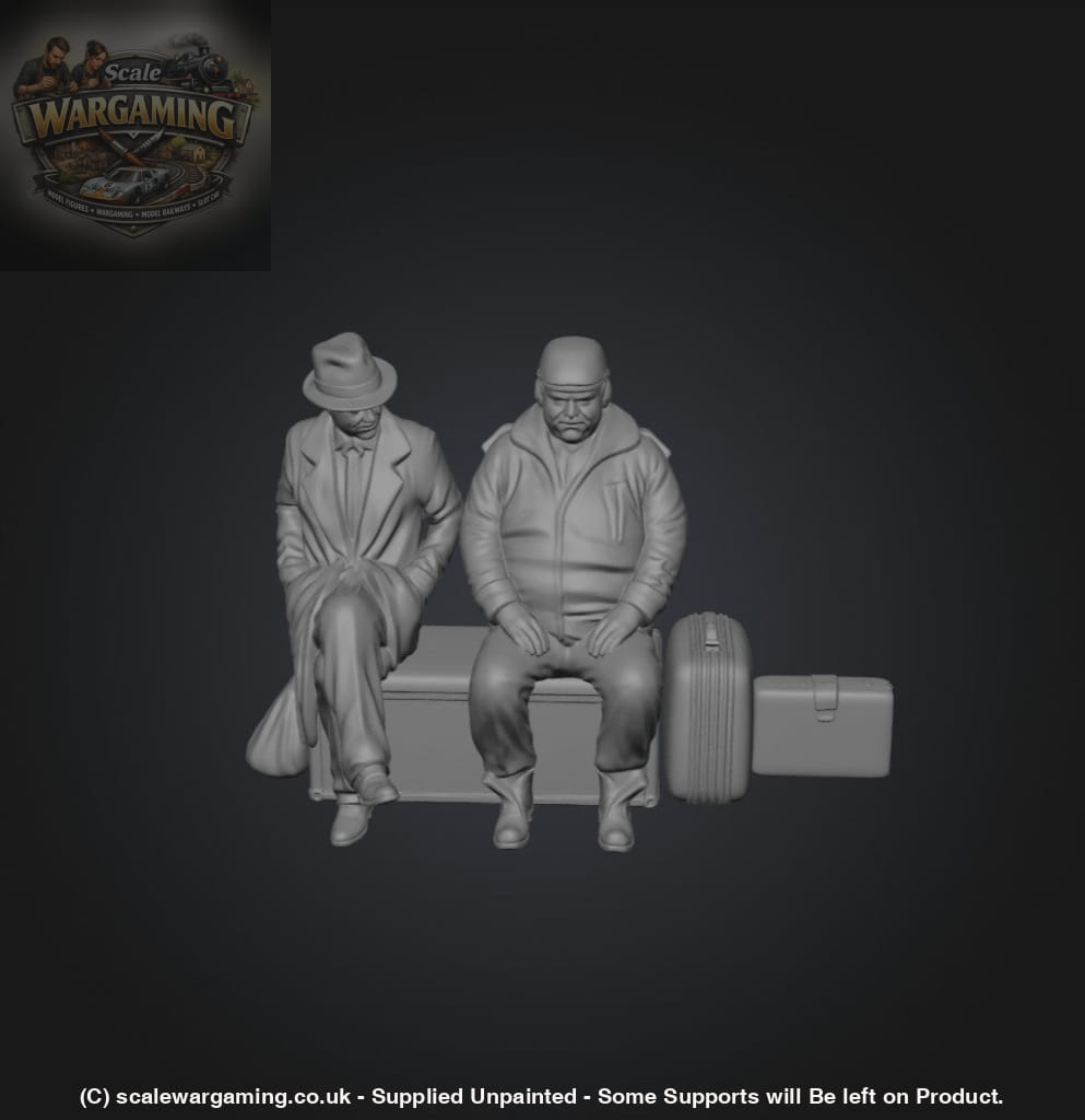 SW9217 2 Men Sitting Trains Planes and Cars - Figure