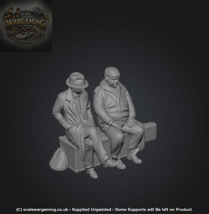 SW9217 2 Men Sitting Trains Planes and Cars - Figure