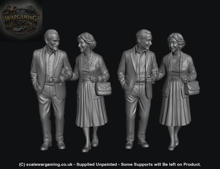 SW9257 2 Elderly Couples Walking - Figure
