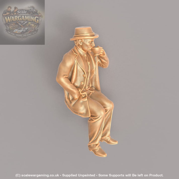 MM930D Edwardian/Victorian Male Sitting Drinking Tea Figure