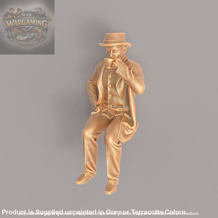 MM930D Edwardian/Victorian Male Sitting Drinking Tea Figure