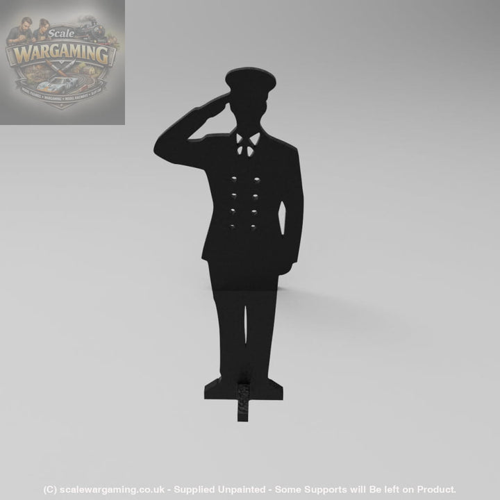 SWM005 Saluting RN Officer Silhouette Memorial Statue - Figure