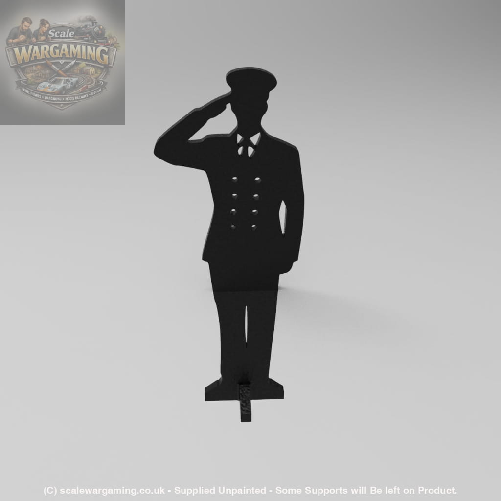 SWM005 Saluting RN Officer Silhouette Memorial Statue - Figure