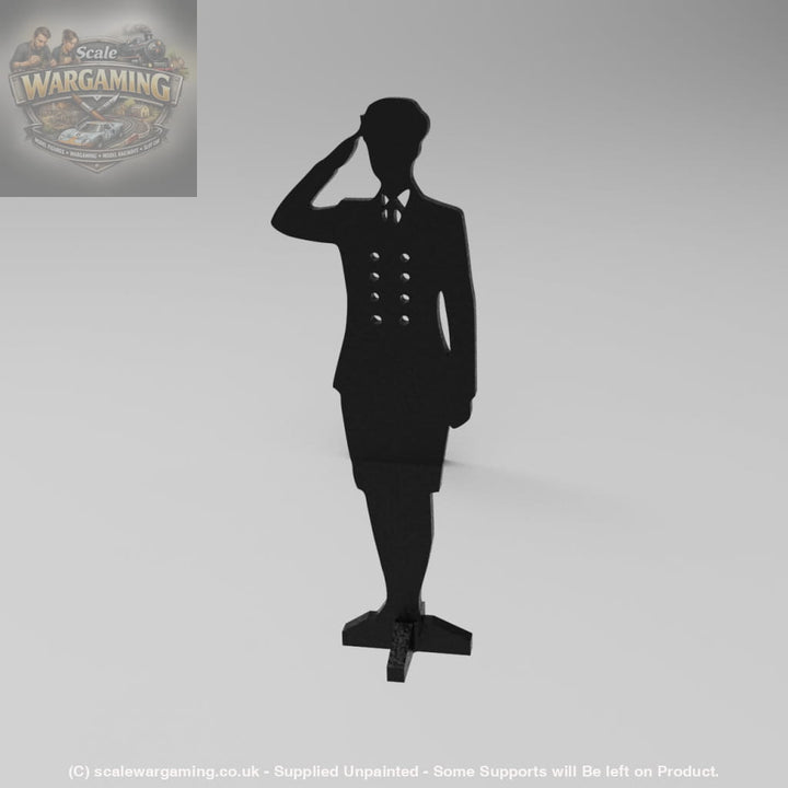 SWM005 Saluting Wren Officer Silhouette Memorial Statue - Figure