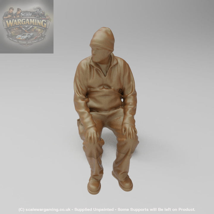 SWS243 Male Sitting Wearing Beanie Hat - Figure