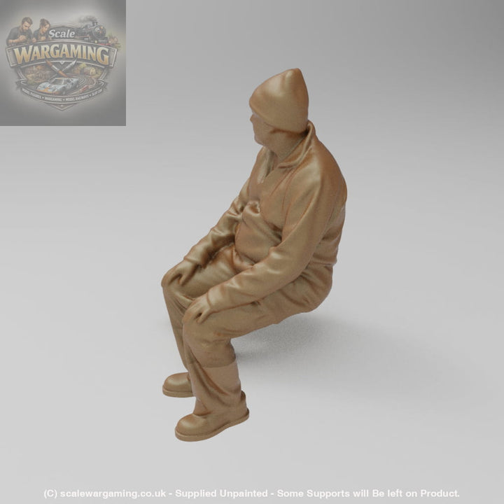 SWS243 Male Sitting Wearing Beanie Hat - Figure