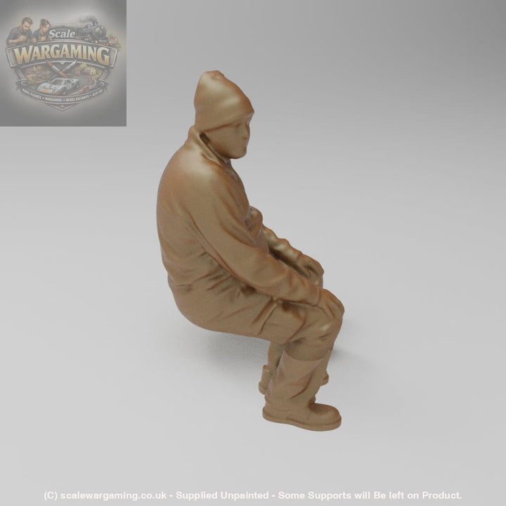 SWS243 Male Sitting Wearing Beanie Hat - Figure